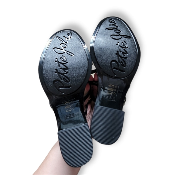 Petite Jolie Strappy Jelly Sandals Block Heel Shoes Black 9 NEW NWOT - Picture 6 of 7